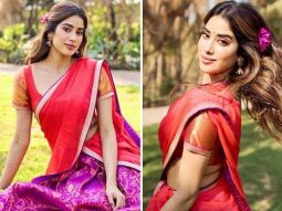 Janhvi Kapoor’s birthday outfit was a stunning red and purple saree in Tirumala