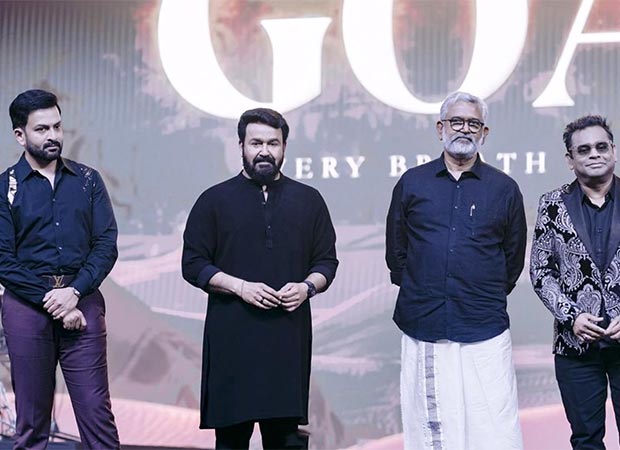 Lucifer duo Mohanlal and Prithviraj Sukumaran reunite for the music launch of The Goat Life with A.R Rahman 