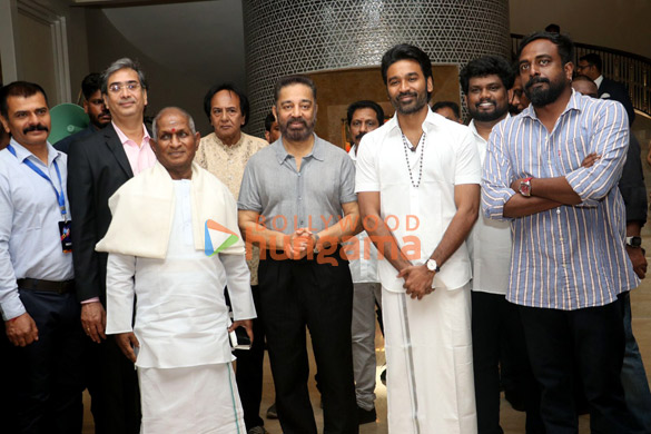 Photos: Dhanush, Kamal Haasan and others snapped at Ilaiyaraaja biopic movie launch event Photos: Dhanush, Kamal Haasan and others snapped at Ilaiyaraaja biopic movie launch event