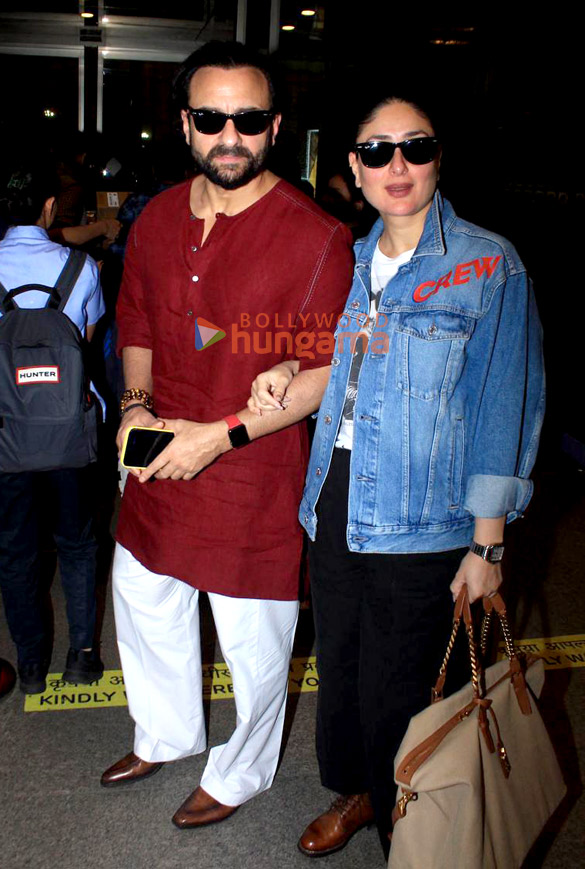 Photos Saif Ali Khan and Kareena Kapoor Khan snapped at the airport (3)