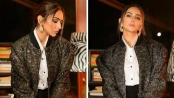 Rakul Preet Singh in Falguni Shane Peacock glitter jacket and Gucci bag has us taking notes on how to get party ready this season