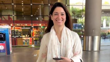 Tamannaah Bhatia is all smiles as she gets clicked in a beautiful white salwar at the airport