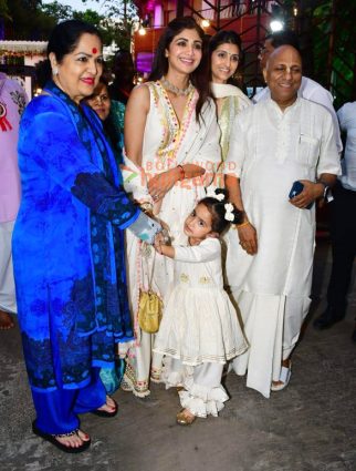 Photos: Shilpa Shetty snapped with her mother and daughter at the Iskon temple in Juhu