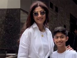 Shilpa Shetty poses with her beautiful kids as she gets clicked in the city
