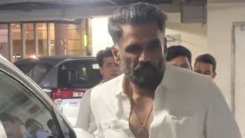 Suniel Shetty walks hand in hand with wife Mana Shetty at the airport