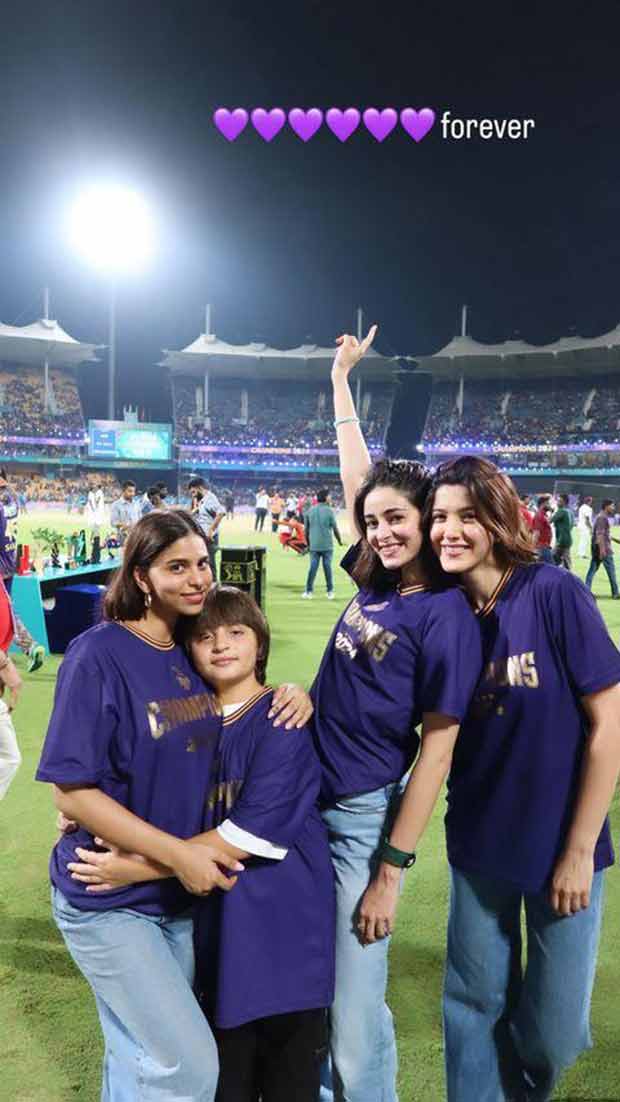 Ananya Panday shares photo with BFFs Suhana Khan, Shanaya Kapoor, and birthday boy AbRam Khan post KKR win at IPL