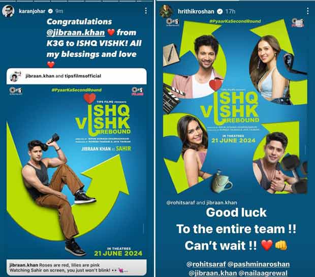Karan Johar and Hrithik Roshan applaud Ishq Vishk Rebound cast: “All my blessings”