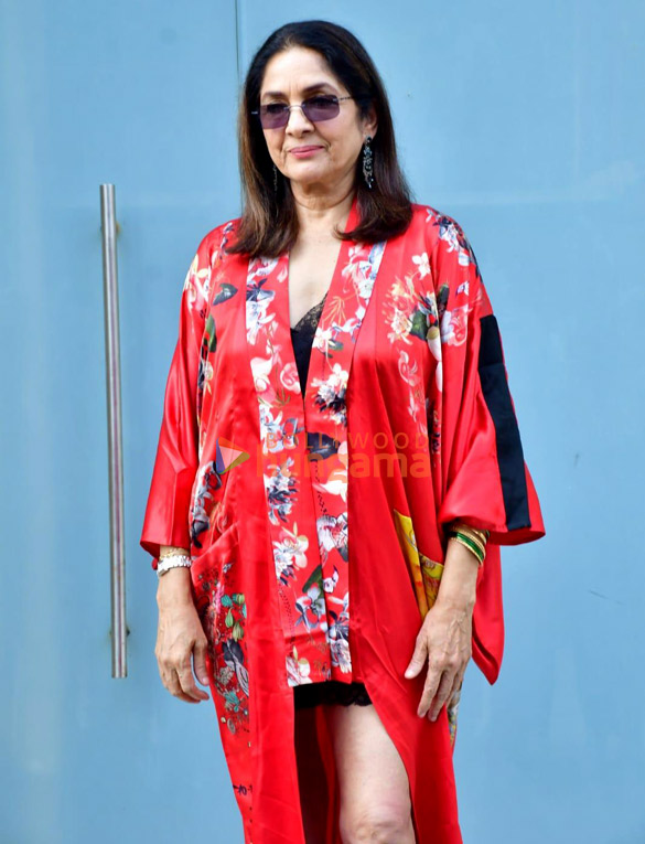 photos faisal malik neena gupta and director deepak snapped at the promotions of their web series panchayat 4