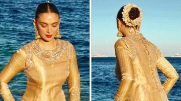 Aditi Rao Hydari channels Bibbojaan vibes in a golden Manish Malhotra gown in these dreamy vintage photos from Cannes