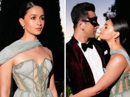 Alia Bhatt mesmerizes in Elie Saab strapless pastel gown with shoulder cape & sunset blush; Ranbir Kapoor keeps it dapper in a mask in new photos from Ambani pre-wedding cruise bash