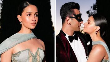 Alia Bhatt mesmerizes in Elie Saab strapless pastel gown with shoulder cape & sunset blush; Ranbir Kapoor keeps it dapper in a mask in new photos from Ambani pre-wedding cruise bash