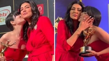 Bigg Boss fame Khanzaadi shares a sweet moment with Sushmita Sen as she places a peck on her cheek