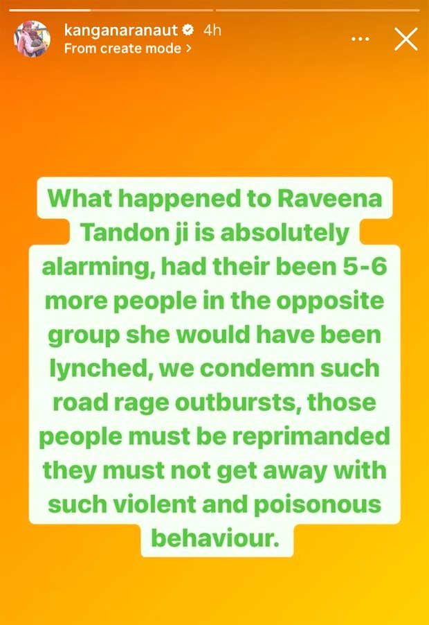 Kangana Ranaut DEFENDS Raveena Tandon, calls for action against false accusations: “We condemn such road rage outbursts”
