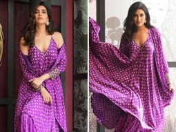 Karishma Tanna flaunts contemporary look in Bandhani Kaftan ensemble