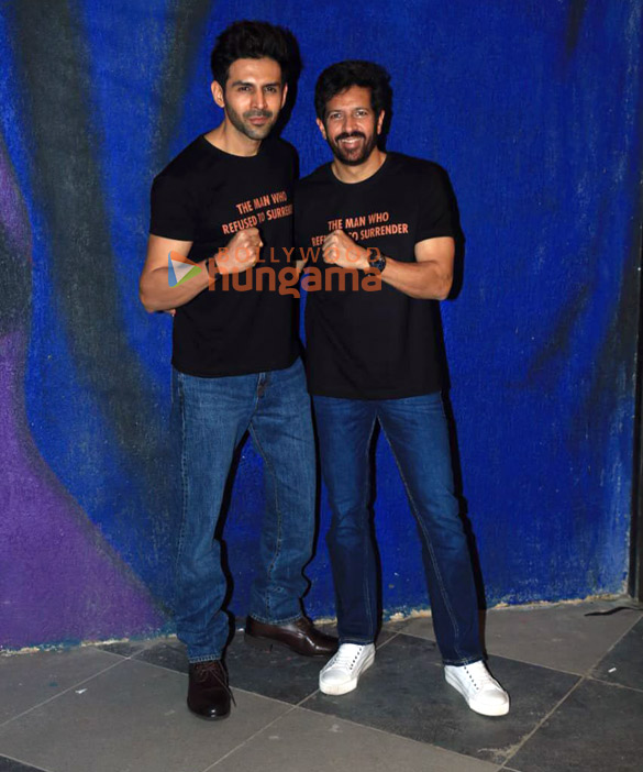 Photos: Kartik Aaryan and Kabir Khan snapped at PVR, Santacruz Photos: Kartik Aaryan and Kabir Khan snapped at PVR, Santacruz