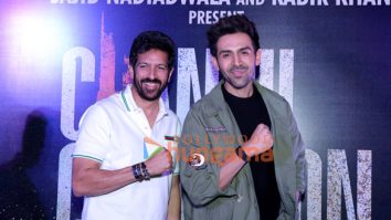 Photos: Kartik Aaryan and Kabir Khan snapped during Chandu Champion press conference at Miraj Cinemas TGIP Mall in Noida