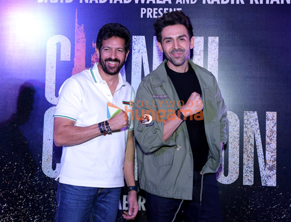 Photos: Kartik Aaryan and Kabir Khan snapped during Chandu Champion press conference at Miraj Cinemas TGIP Mall in Noida