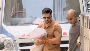 Photos: Varun Dhawan and Natasha Dalal return home from hospital in Khar