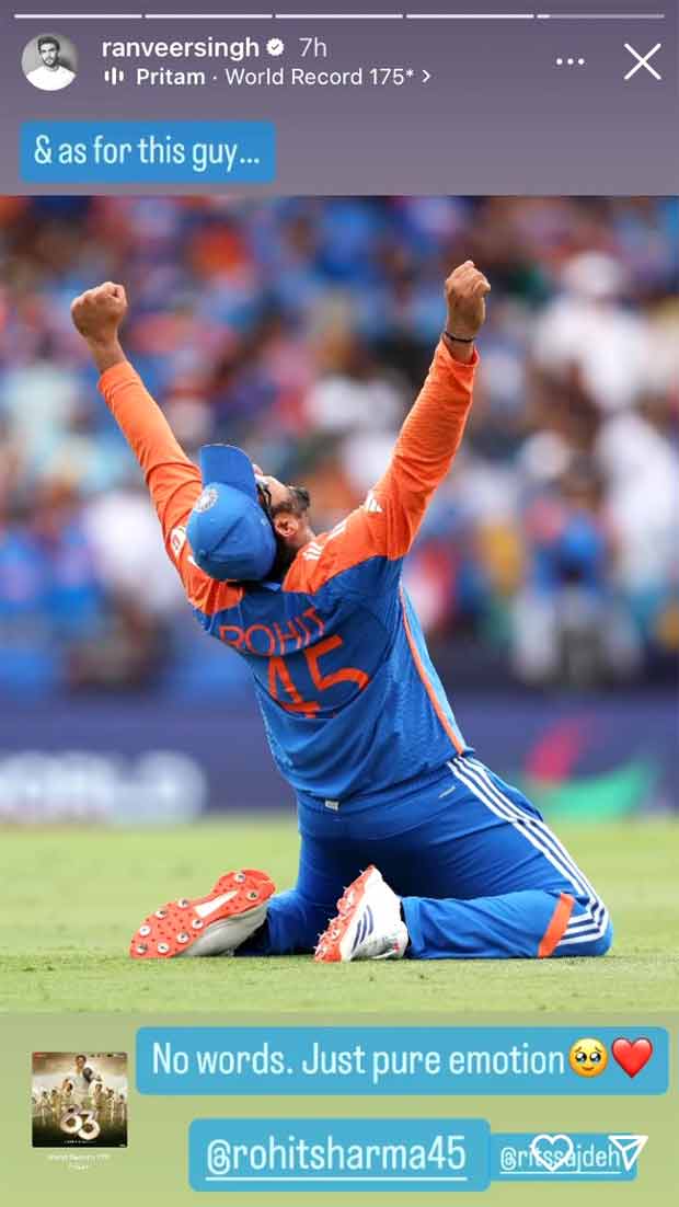 Ranveer Singh lauds Virat Kohli and Rohit Sharma after they announce retirement from T20I format post winning T20 World Cup 2024, see his posts