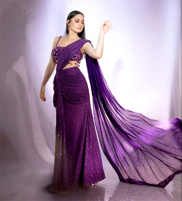 Sanjeeda Shaikh's purple dhoti-draped sequin saree worth Rs. 25,649 is a wedding season must-have Sanjeeda Shaikh's purple dhoti-draped sequin saree worth Rs. 25,649 is a wedding season must-have