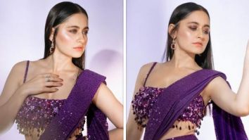 Sanjeeda Shaikh’s purple dhoti-draped sequin saree worth Rs. 25,649 is a wedding season must-have