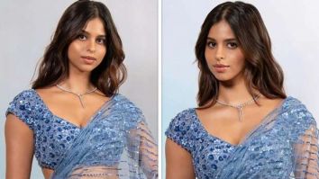 When Suhana Khan mesmerised in Parisian blue custom-Falguni Shane Peacock saree & statement neckpiece