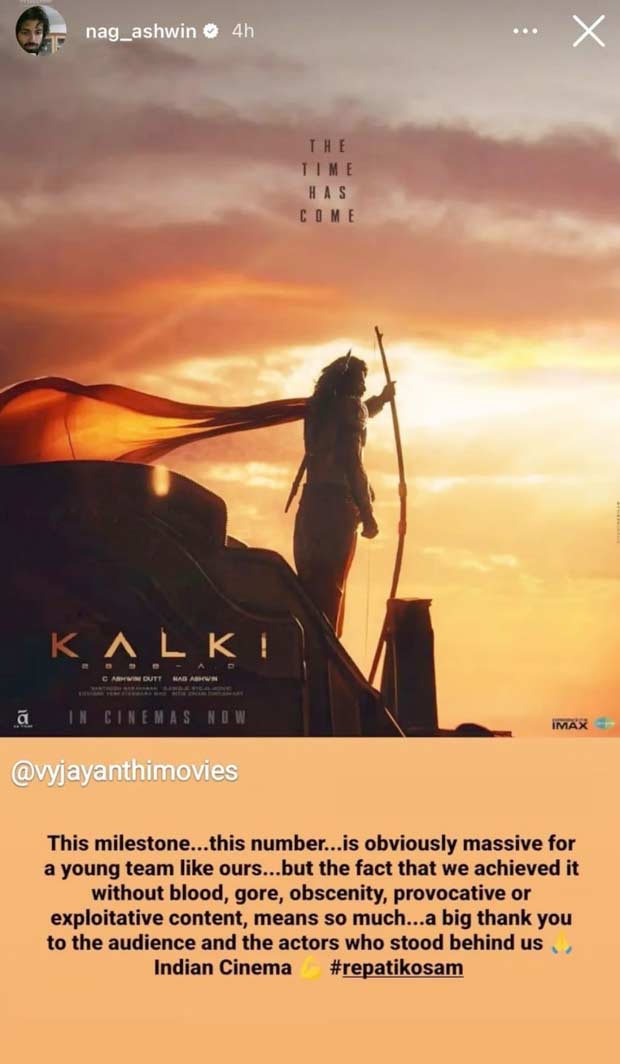 Nag Ashwin REACTS to Kalki 2898 AD crossing Rs 1000 crores mark in now-deleted post: “We achieved it without blood, gore, obscenity”