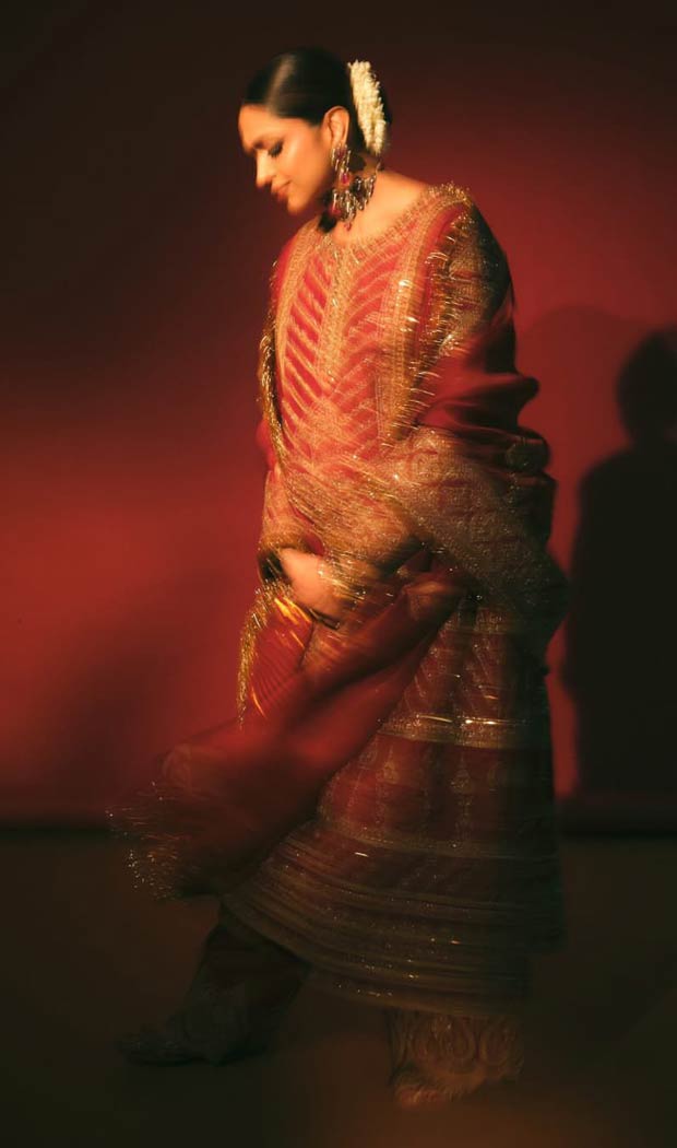Pregnant Deepika Padukone glows in sindoori red sharara set worth Rs. 1.29 lakh; paired with bazuband necklance from Sikh empire