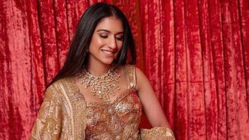 Radhika Merchant’s stunning gold embroidered ensemble at Mangal Utsav