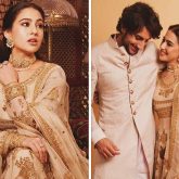 Sara Ali Khan embraces old wolrd charm in Pakistani designer Iqbal Hussain’s ivory pishwas and silk crushed lehenga; Ibrahim Ali Khan complements her with regal Raghavendra Rathore bandhgala