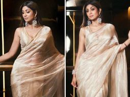 Shilpa Shetty stuns in a sheer shimmering saree, perfect for modern Indian fashionistas