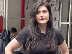 Zareen Khan poses for paps outside gym post workout session