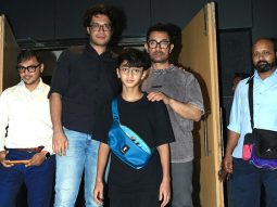 Aamir Khan snapped with sons Junaid Khan and Azad Khan at an event, watch