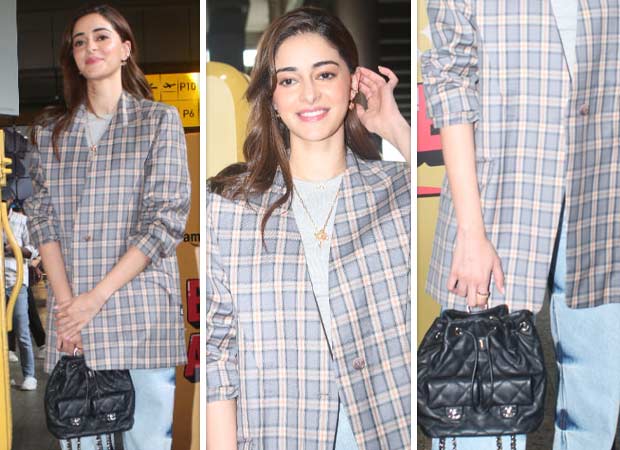 Ananya Panday turns heads at the airport with checked blazer, denim jeans, and Chanel backpack worth Rs. 5 lakh approximately