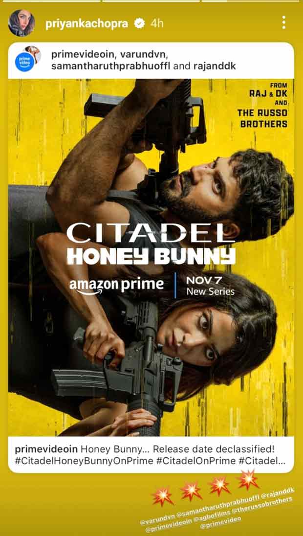 Citadel: Honey Bunny - Varun Dhawan and Samantha Ruth Prabhu get shoutout from Priyanka Chopra for Indian version of the series