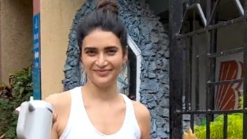 Karishma Tanna greets paps as she gets clicked post workout