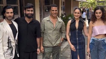 Khel Khel Mein cast strikes a pose with comedian Harsh Gujral
