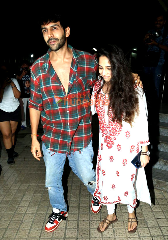 Photos: Kartik Aaryan and her sister Kritika Tiwari snapped outside Juhu PVR