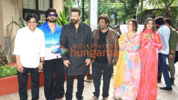 Photos: Sanjay Dutt, Ram Pothineni, Kavya Thapar and others snapped at Iskcon temple Juhu while promoting their film Double iSmart