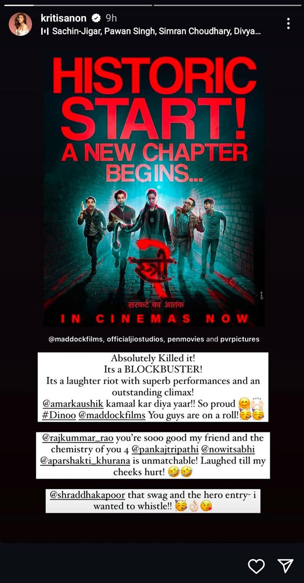 Kriti Sanon calls Stree 2 a blockbuster as it break records