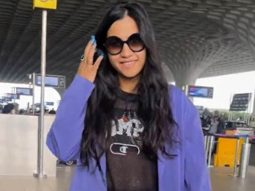 A happy and cheerful Nikhita Gandhi gets clicked at the airport
