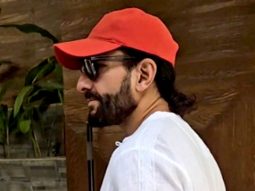 Saif Ali Khan poses for paps in a white kurta and denims