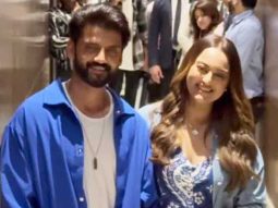 Twinning in blue! Sonakshi Sinha & Zaheer Iqbal pose for paps