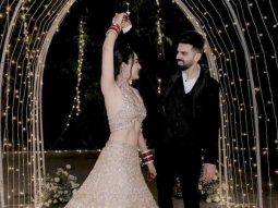Surbhi Jyoti shares enchanting wedding reception photos in champagne lehenga with husband Sumit Suri: “Cheers to Forever”