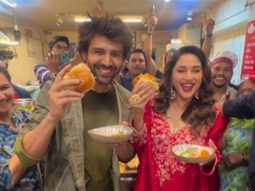 Kartik Aaryan and Madhuri Dixit share vada pav date in Pune while promoting Bhool Bhulaiyaa 3