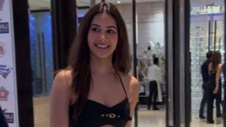 Amyra Dastur gets clicked in a black outfit at an event