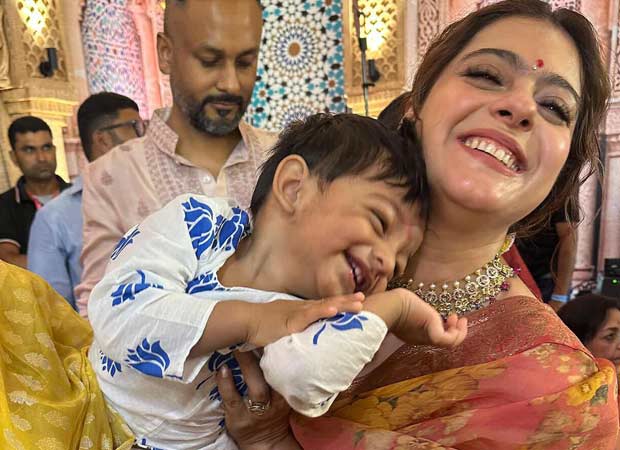 Kajol shares adorable moments with Vatsal Sheth and Ishita Dutt’s son Vayu at Durga Pandal