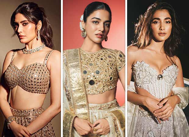 Shimmer is the new trend this Diwali as Karishma Tanna, Rasha Thadani, Pooja Hegde and Wamiqa Gabbi nailed their unique lehenga