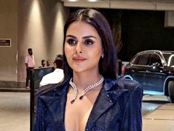 Priyanka Chahar Choudhary in shimmer electric blue dress as she poses for paps