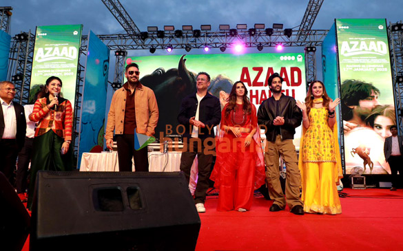 photos ajay devgn abhishek kapoor pragya kapoor aaman devgan and rasha thadani launch title track of azaad in bhubaneswar 1